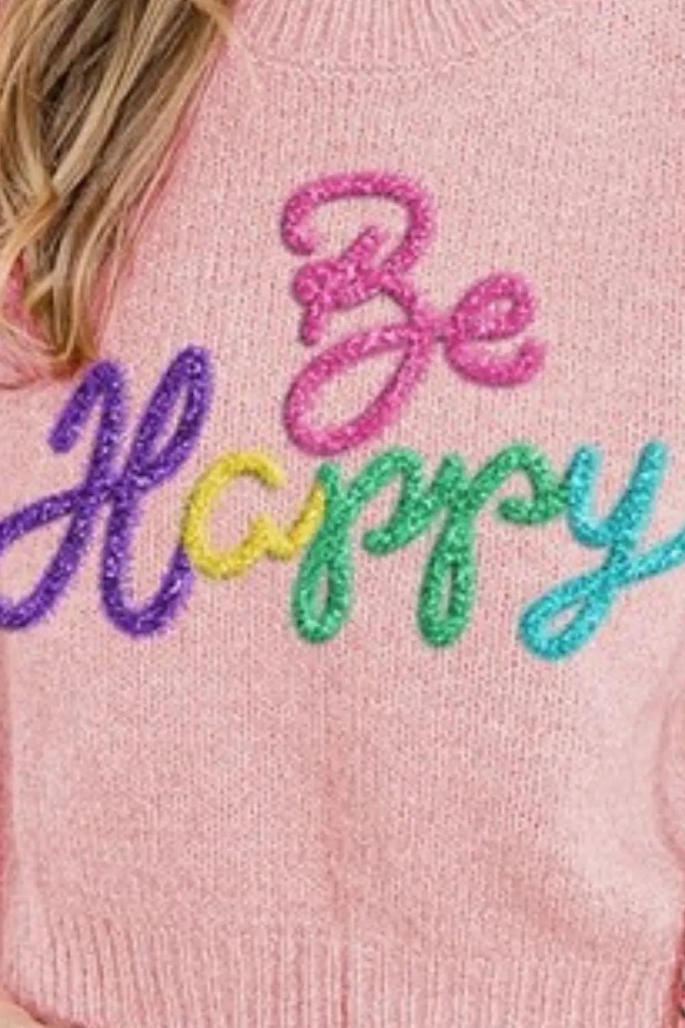 BiBi Metallic Letter Short Puff Sleeve Hairy Sweater - Bela Fils BoutiqueBela Fils Boutique